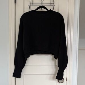 Free People Easy Street Crop Black Knit Pullover size S